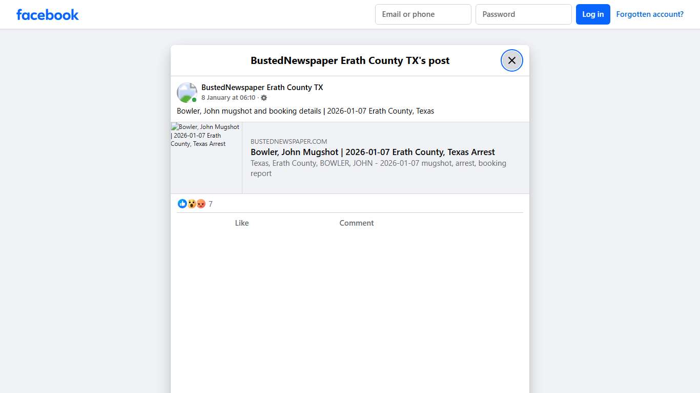 Bowler, John mugshot and... - BustedNewspaper Erath County TX Facebook