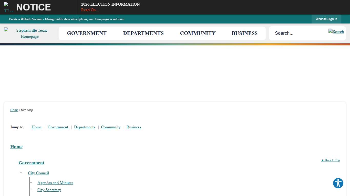 Site Map • Stephenville, TX • CivicEngage